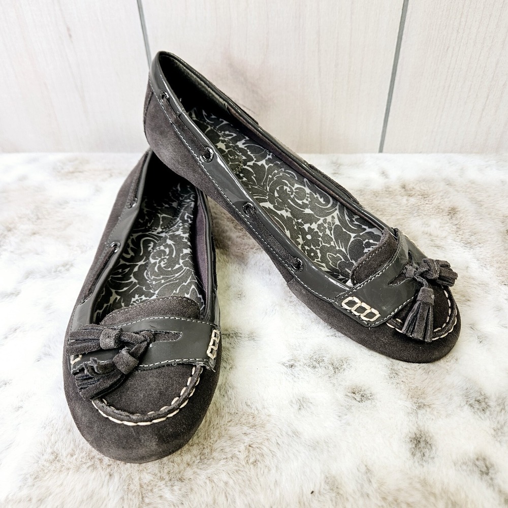 Sperry Top Sider Women's Lt Gray Suede Leather Loafer 6M Tassels Slip-On 9775792